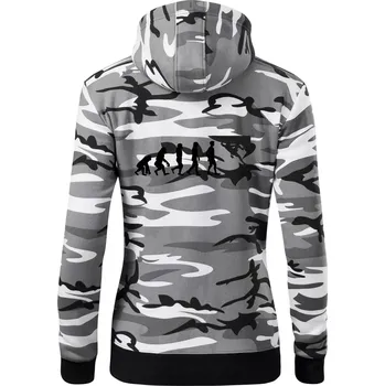 Dámská mikina Evoluce bouldering - Dámská mikina trendy zipper s kapucí - XL ( Šedý maskáč )