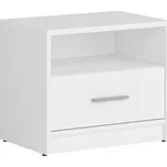 Noční stolek s policí a zásuvkou Nepo Plus - Black Red White - BRW Bílá 50x43 cm