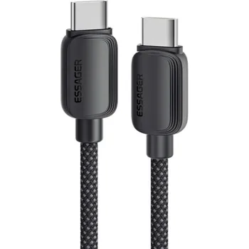 ESSAGER ES-X46 opletený nabíjecí a datový kabel - USB-C na USB-C - 1 m - černý