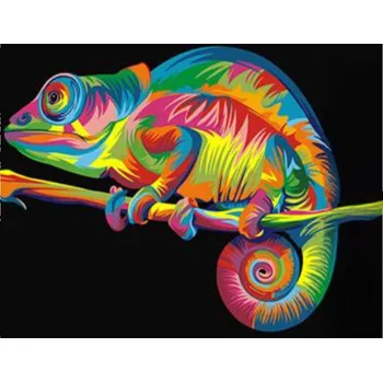 Vikpap RAS20766 - malování podle čísel, plátno 30 × 20 cm - Barevný chameleon
