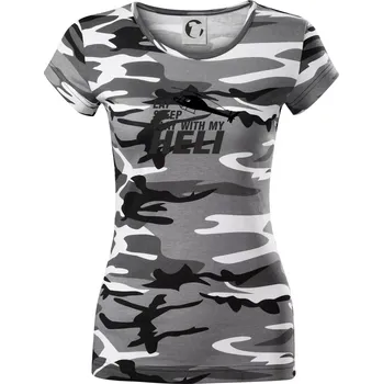 Dámské tričko Eat Sleep Play With My Heli - Dámské maskáčové triko - M ( Šedý maskáč )