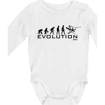 Evoluce lyžování - Body kojenecké s dlouhým rukávem - Dlouhý r. do 3 měs ( Bílá )