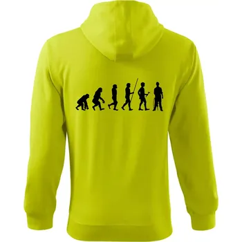 Pánská mikina Evoluce zedník zbiječka - Mikina s kapucí na zip trendy zipper - M ( Limetková )