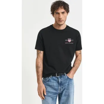 Pánské oblečení TRIČKO GANT REG ARCHIVE SHIELD EMB SS T-SHIRT BLACK