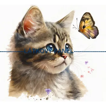 Látkový panel - Kočka - KČ-136 Velikost: 35x35cm, Materiál: Bavlna