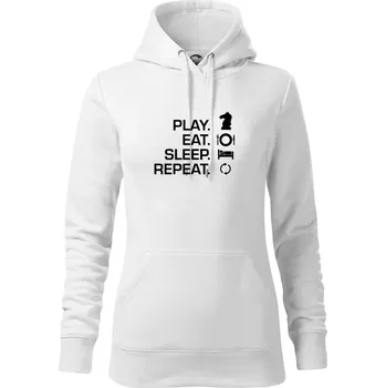 Dámská mikina Eat sleep play - šachy - Mikina dámská Cape s kapucí - M ( Bílá )