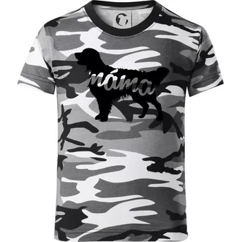 Chlapecké oblečení Zlatý retrívr máma obrys - Dětské maskáčové triko - 122 cm/6 let ( Šedý maskáč )