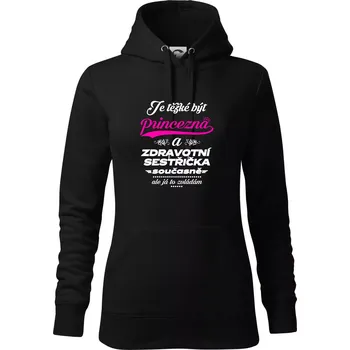 Dámská mikina Je těžké být princezna - zdravotní sestřička - Mikina dámská Cape s kapucí - 2XL ( Černá )