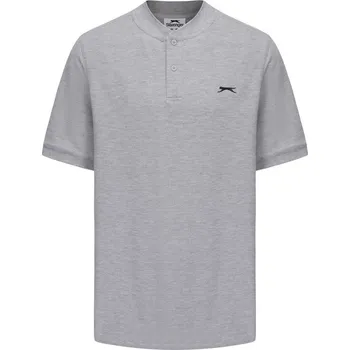 Pánské tričko Slazenger Leisure Henley Polo Short Mens Grey Marl 2XL