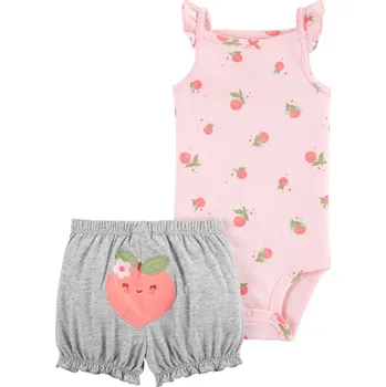 Kojenecká souprava CARTER'S Set 2dílný body na ramínka, kraťasy Pink Peach holka 12m