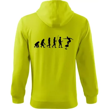 Pánská mikina Evoluce efoil - Mikina s kapucí na zip trendy zipper - 3XL ( Limetková )