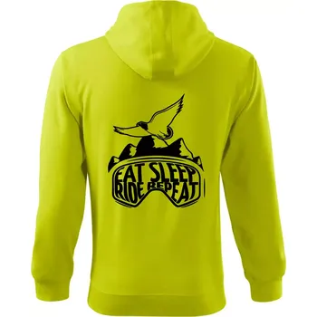 Pánská mikina Eat sleep ride repeat - hory - Mikina s kapucí na zip trendy zipper - L ( Limetková )