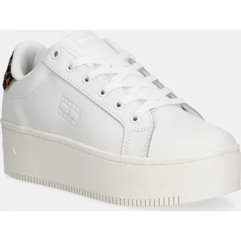 Dámská obuv Kožené tenisky Tommy Jeans TJW FLATFORM LEOPARD SNEAKER EN0EN02930 bílá 00X, EUR 40