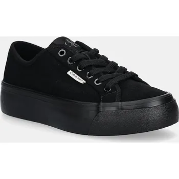 Pánská obuv Semišové tenisky Calvin Klein VULC FLATF LACE UP SUE/WL CK černá barva, YW0YW02000 99A, EUR 40