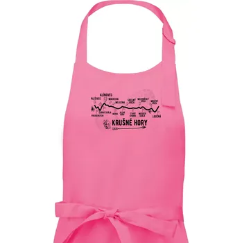 Kuchyňská zástěra Profil Krušné hory - Dámská zástěra na vaření - Univerzální velikost ( Růžová )