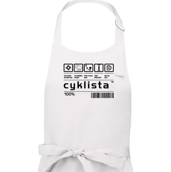 Kuchyňská zástěra Čárový kód - Cyklista - Pánská zástěra na vaření - Univerzální velikost ( Bílá )