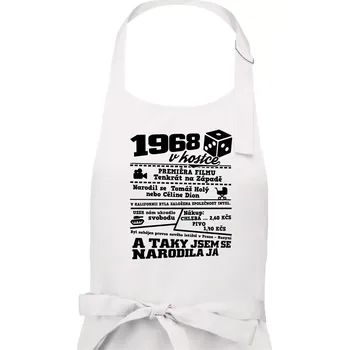 Kuchyňská zástěra 1968 v kostce - Dámská zástěra na vaření - Univerzální velikost ( Bílá )