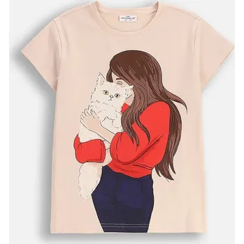 Dívčí tričko Dětské tričko Coccodrillo béžová barva, EVERYDAY GIRL A ZC5143226VGA 80X, vel. 128