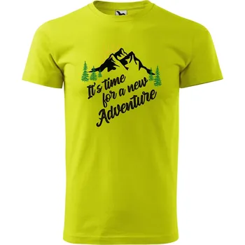 Pánské oblečení DOBRÝ TRIKO Pánské tričko s potiskem New Adventure Velikost: M, Barva: Limetková