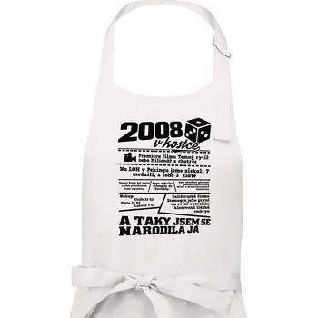 Kuchyňská zástěra 2008 v kostce - Dámská zástěra na vaření - Univerzální velikost ( Bílá )