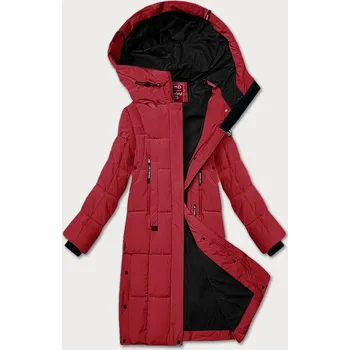 Prošívaná dámská zimní bunda ve vínové bordó barvě LHD (LHD-24572) odstíny červené L (40)