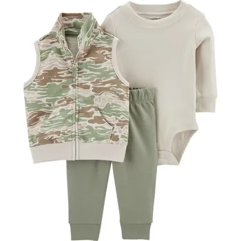 Kojenecká souprava CARTER'S Set 3dílná vesta, tepláky, body dl. rukáv Green Camo kluk NB/ vel. S 56
