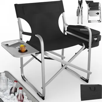 Zahradní nábytek Campingové skládací křeslo s chladící taškou o objemu 16l s držákem na nápoje a nosností 160 kg. Vyrobeno v Německu !