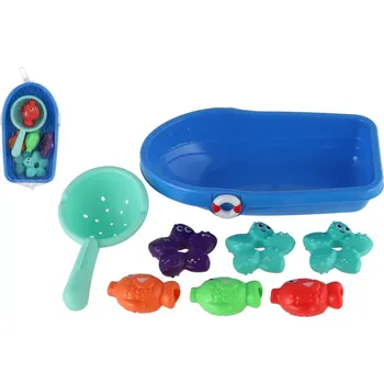 Dřevěná hračka Teddies plast lodička sítko s mořskými zvířátky