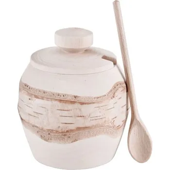 Dóza na potraviny Březová dóza na sůl a lžíce