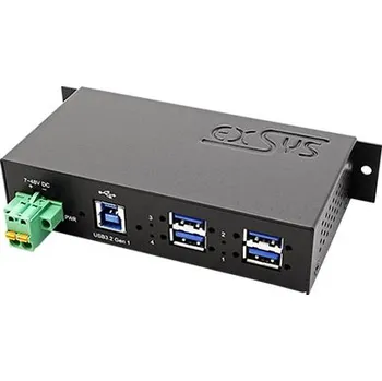 USB hub ExSys USB hub 5Gbps USB3.0 B(F) -> 4x USB3.0 A(F), průmyslový, na DIN lištu (EX-1185HMVS-2) - 15.06.3384