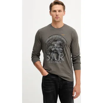 Bavlněné tričko s dlouhým rukávem Aeronautica Militare šedá barva, s potiskem, TS2485UJ00708 09X, vel. M