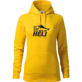 Dámská mikina Eat Sleep Play With My Heli - Mikina dámská Cape s kapucí - S ( Žlutá )