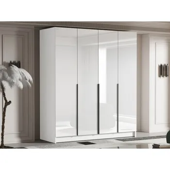 Nábytek Šatní skříň Sozilo I Gloss, Barva: bílá / lesk bílý + černá MIRJAN 5903211422669