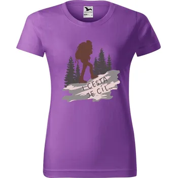 Dámské tričko DOBRÝ TRIKO Dámské tričko s potiskem I cesta je cíl Barva: Fialová, Velikost: L