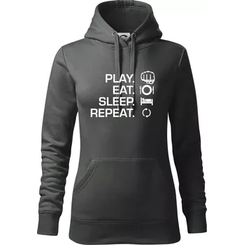 Dámská mikina MMA eat sleep repeat - Mikina dámská Cape s kapucí - M ( Tmavá břidlice (šedá se zeleným nádechem) )