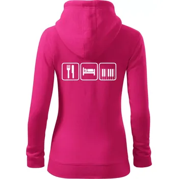 Dámská mikina Eat sleep piano v řadě - Dámská mikina trendy zipper s kapucí - XL ( Purpurová )