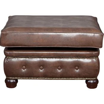 Taburet Podnožka Chesterfield Oxford 75x70 - Meble Ropez margarita 20, cvoky v barvě starého zlata, dřevo 75x48 cm