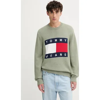 Pánský svetr Bavlněný svetr Tommy Jeans DM0DM22105 zelená 91A, vel. XXL