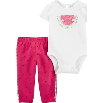 Kojenecká souprava CARTERS CARTER'S Set 2dílný tepláky, body kr. rukáv Pink Watermelon holka NB/ vel. L 56