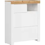 Botník Holten - Black Red White - BRW Bílá / Dub Wotan / Bílý Lesk 92.5x115 cm