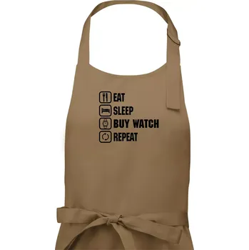 Kuchyňská zástěra Eat sleep buy watch reapeat - Pánská zástěra na vaření - Univerzální velikost ( Cappuccino )
