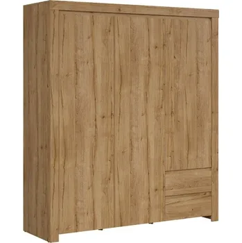 Šatní skříň Prostorná třídvéřová skříň do ložnice Holten - Black Red White - BRW Dub waterford 180.5x203.5 cm