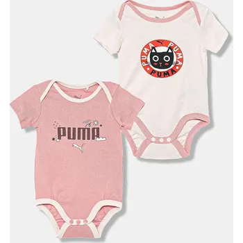 Kojenecký body Bavlněné kojenecké body Puma MINICATS Newborn 2-Pack Graphic Bodysuit Set INF 2-pack 689736 růžová 30X, vel. 80