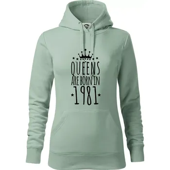 Dámská mikina Queens are born in 1981 - Mikina dámská Cape s kapucí - 2XL ( Sage )