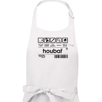 Kuchyňská zástěra Čárový kód - Houbař - Pánská zástěra na vaření - Univerzální velikost ( Bílá )