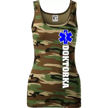 Dámské tričko Hvězda života - doktorka - Dámské Maskáčové tílko - S ( Hnědý maskáč )