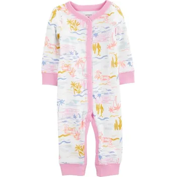 Kojenecký overall CARTERS CARTER'S Overal bez nožiček na druky Sleep&Play Pink Palm holka NB/vel. 56