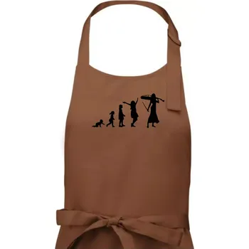 Kuchyňská zástěra Evoluce cellistka - Dámská zástěra na vaření - Univerzální velikost ( Kakaová )