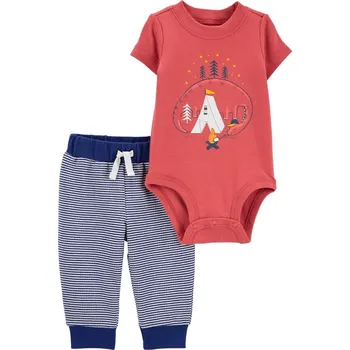 Kojenecká souprava CARTERS CARTER'S Set 2dílný body kr. rukáv, tepláky Dino Stripes kluk 12m