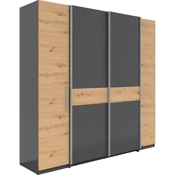 Šatní skříň Šatní skříň Fabio - Black Red White - BRW Grafit / Dub Artisan 215x210 cm